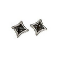 Sterling Silver Diamond Basketweave Button Earrings